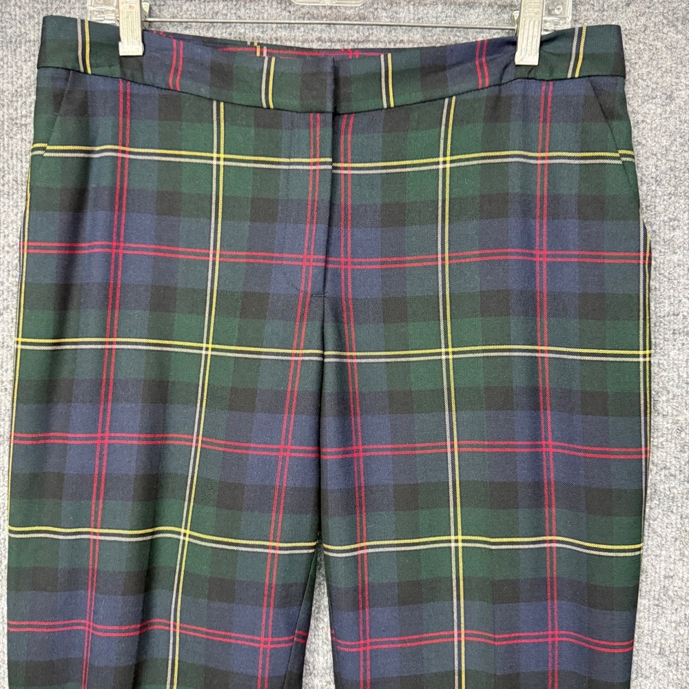 Talbots Hampshire Pants Womens 8 Green Plaid Wool Blend Straight Leg Fully Lined - Picture 4 of 16